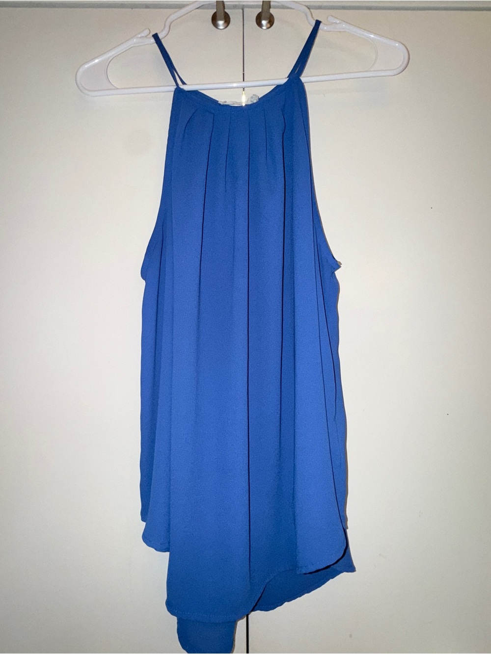 Lush Cobalt Blue Pleated Halter-Style Camisole